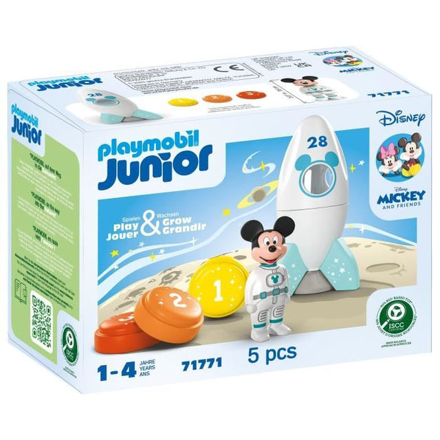 PLAYMOBIL Junior 71771 Mickey astronaute avec sa fusée, Disney, 5 pieces, Des 12 mois