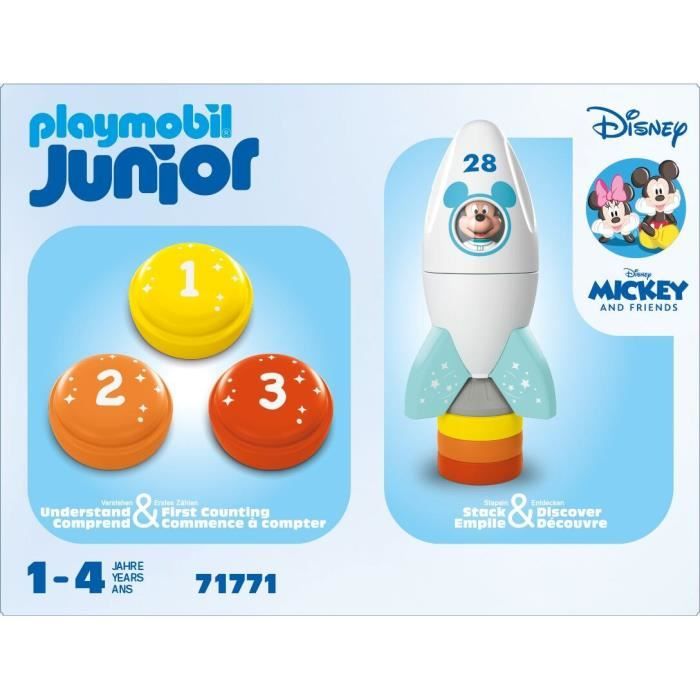 PLAYMOBIL Junior 71771 Mickey astronaute avec sa fusée, Disney, 5 pieces, Des 12 mois