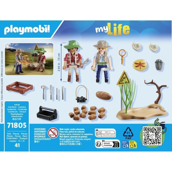 PLAYMOBIL 71805 Chercheurs et site paléontologique avec fossiles, My Life, Dinos, 41 pieces, Des 4 ans