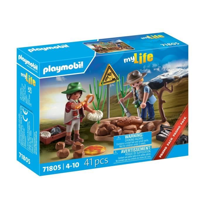 PLAYMOBIL 71805 Chercheurs et site paléontologique avec fossiles, My Life, Dinos, 41 pieces, Des 4 ans