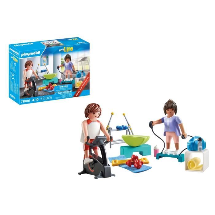 PLAYMOBIL 71806 Sportifs et matériel de fitness, vélo et halteres, My Life, 32 pieces, Des 4 ans