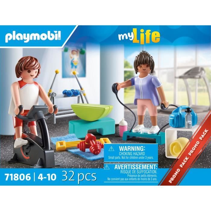PLAYMOBIL 71806 Sportifs et matériel de fitness, vélo et halteres, My Life, 32 pieces, Des 4 ans