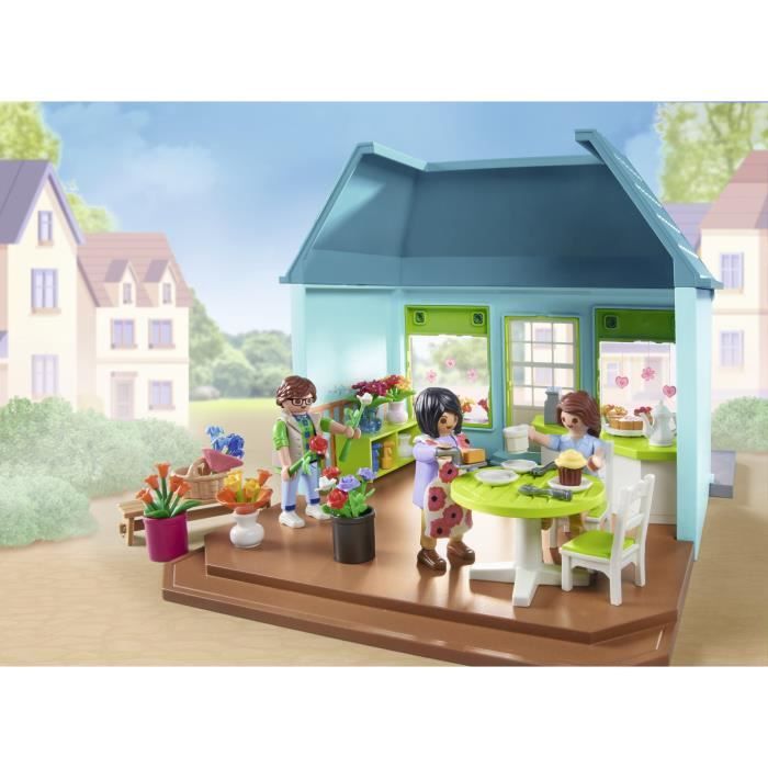 PLAYMOBIL 71807 Boutique de fleuriste et salon de thé, My Life la ville, Promo Pack, 220 pieces, Des 4 ans