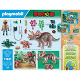 PLAYMOBIL 71821 Tricératops avec bébé et explorateur, Dinos, 29 pieces, Des 4 ans
