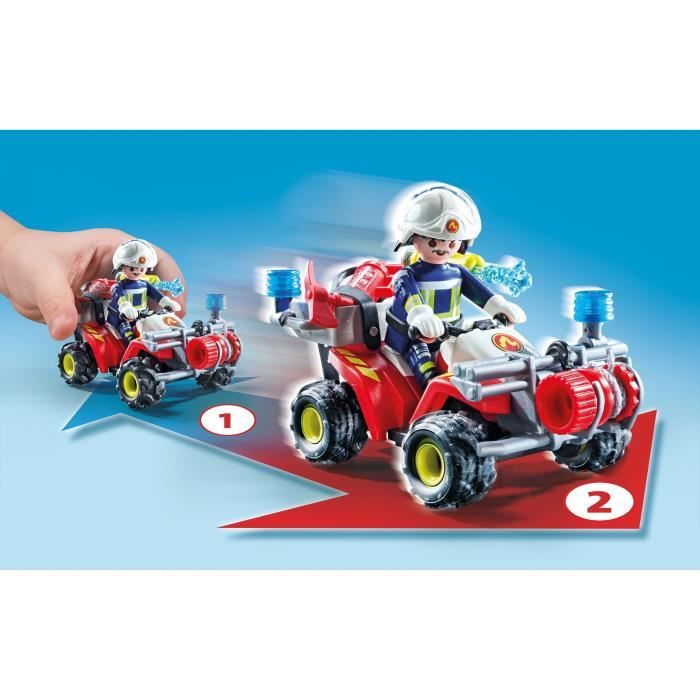 PLAYMOBIL 71825 Pompier avec quad et arbustes enflammés