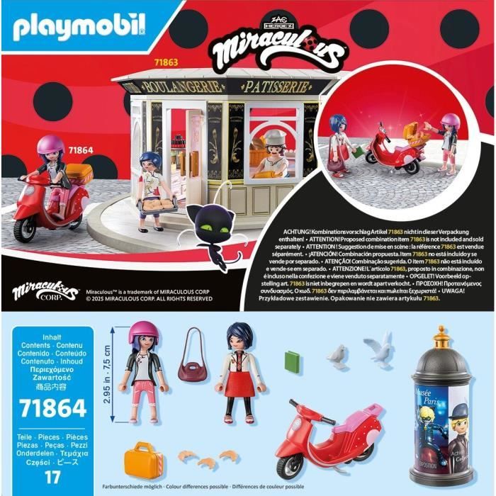 PLAYMOBIL 71864 Marinette a scooter & Kagami, Miraculous, 17 pieces, des 5 ans