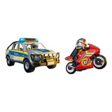 Playmobil 71875 Pick-up de police, moto & 2 personnages, Les policiers, City Action, 39 pieces, des 4 ans