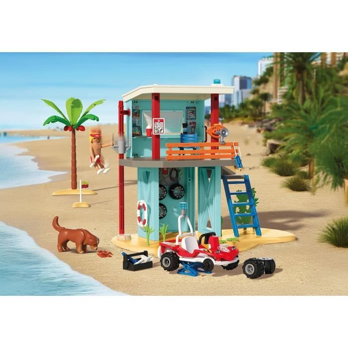 Playmobil 71903 Poste de secours & voiturette de plage, My Life Vacances a la plage, 125 pieces, Des 4 ans