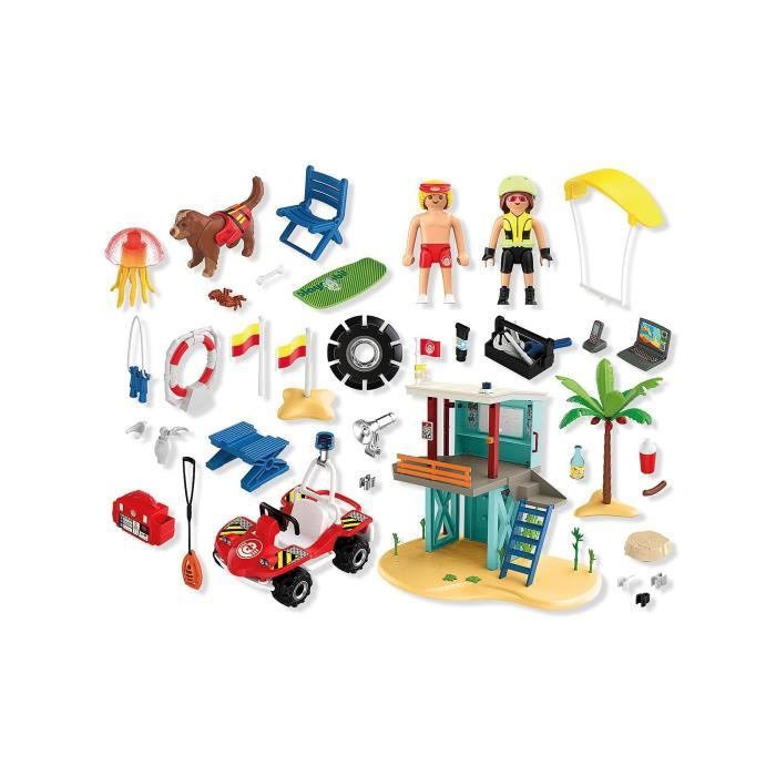 Playmobil 71903 Poste de secours & voiturette de plage, My Life Vacances a la plage, 125 pieces, Des 4 ans