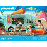 Playmobil 71904 Camion vendeur de glaces & 3 personnages, My Life Vacances a la plage, Design rétro années 50, 101 pieces, des 4 ans