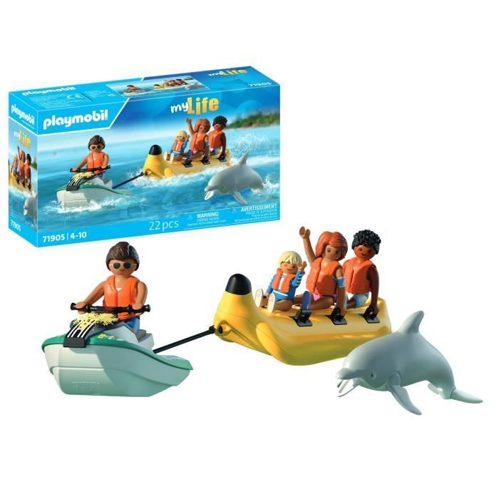 Playmobil 71905 Scooter des mers, banane tractée & 4 personnages, My Life Vacances a la plage, 22 pieces, des 4 ans