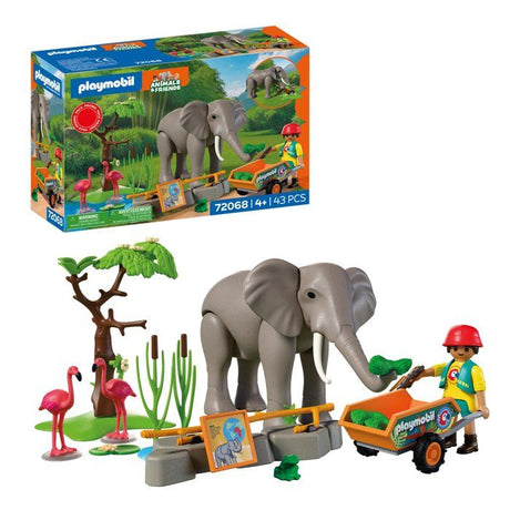 Playmobil 72068 Eléphants et soigneur animalier, My Life, Le Zoo, Promo pack, 43 pieces, Des 4 ans
