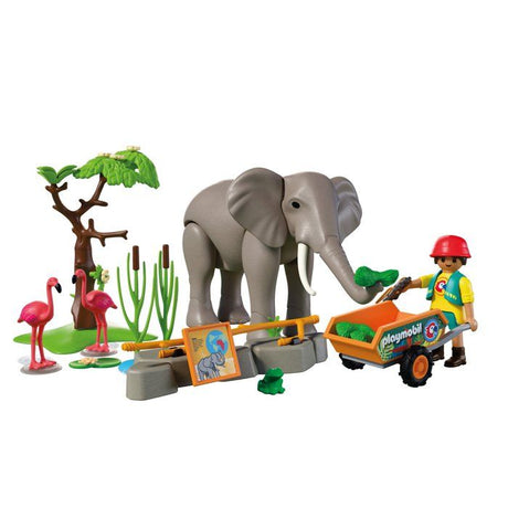 Playmobil 72068 Eléphants et soigneur animalier, My Life, Le Zoo, Promo pack, 43 pieces, Des 4 ans