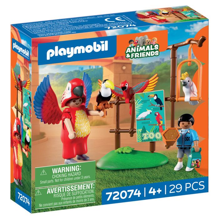 Playmobil 72074 Zoo : Mascotte perroquet coloré & enfant