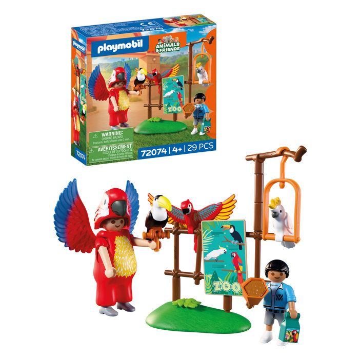 Playmobil 72074 Zoo : Mascotte perroquet coloré & enfant
