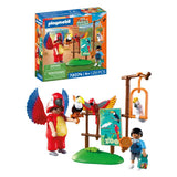 Playmobil 72074 Zoo : Mascotte perroquet coloré & enfant