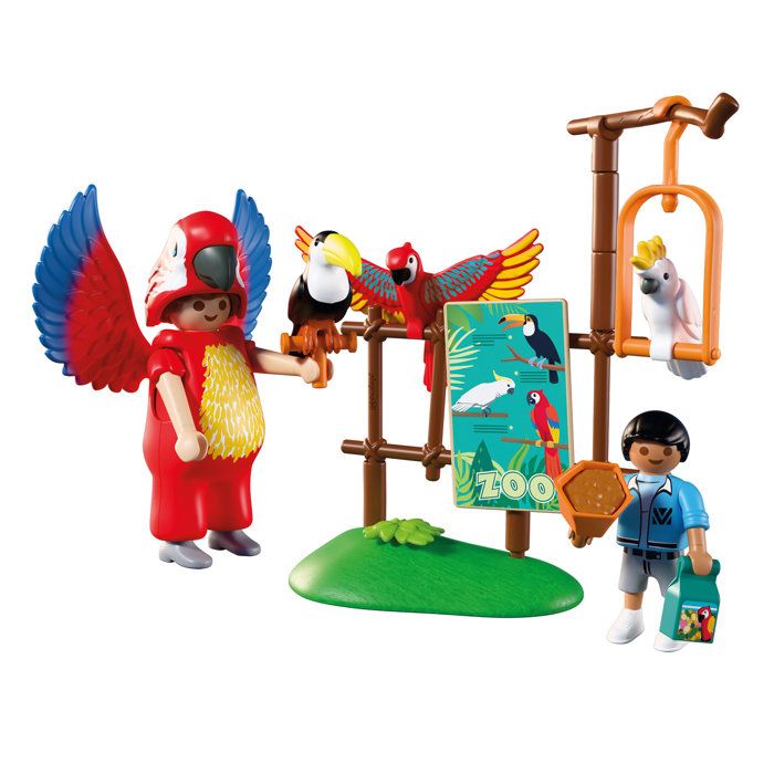 Playmobil 72074 Zoo : Mascotte perroquet coloré & enfant