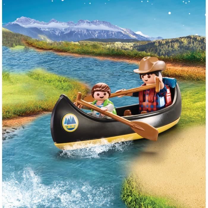 PLAYMOBIL 9323 Valisette Campeurs, Sports et Action, 2 personnages, tente, canoë et accessoires, Camping, 32 pieces, Des 4 ans