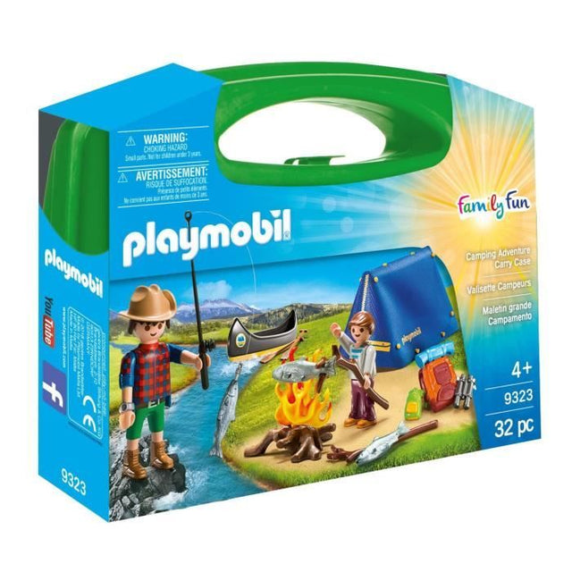 PLAYMOBIL 9323 Valisette Campeurs, Sports et Action, 2 personnages, tente, canoë et accessoires, Camping, 32 pieces, Des 4 ans