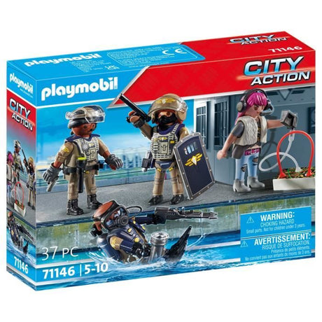 PLAYMOBIL 71146 Equipe des forces spéciales avec bandit, Les policiers, City action, 37 pieces, Des 5 ans