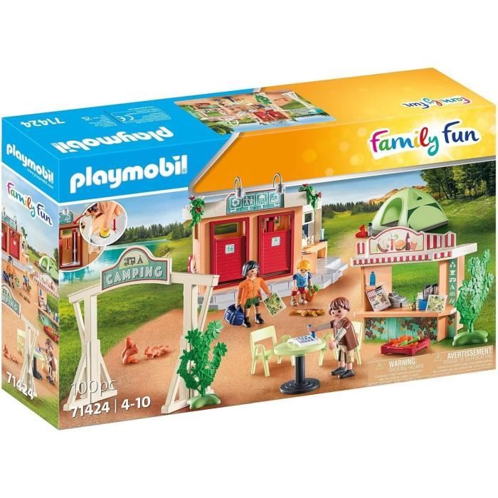 PLAYMOBIL 71424 Camping, Univers du Camping, avec une douche fonctionnelle et des accessoires, 100 pieces ,Des 4 ans