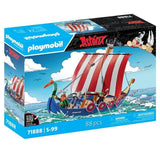 PLAYMOBIL 71888 Drakkar des pirates, Astérix, Personnages de la BD, Bateau et 4 personnages, 88 pieces, Des 5 ans