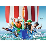 PLAYMOBIL 71888 Drakkar des pirates, Astérix, Personnages de la BD, Bateau et 4 personnages, 88 pieces, Des 5 ans