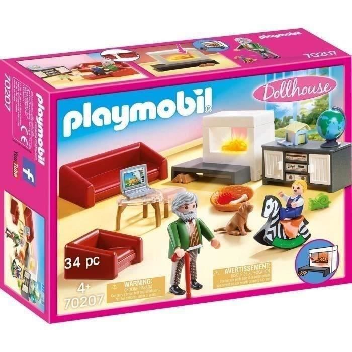 PLAYMOBIL 70207 Salon avec cheminée, Dollhouse La Maison Traditionnelle, 36 pieces, Des 4 ans