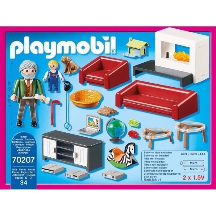 PLAYMOBIL 70207 Salon avec cheminée, Dollhouse La Maison Traditionnelle, 36 pieces, Des 4 ans