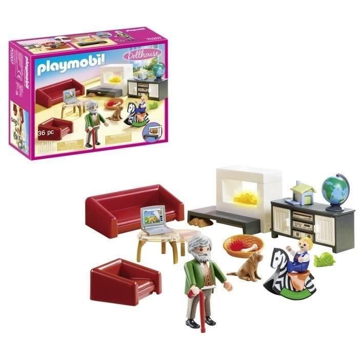PLAYMOBIL 70207 Salon avec cheminée, Dollhouse La Maison Traditionnelle, 36 pieces, Des 4 ans