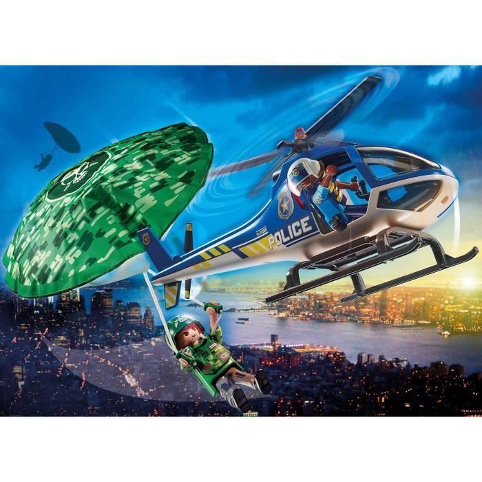 PLAYMOBIL 70569 Hélicoptere de police et parachutiste, City Action, Les Policiers, Des 4 ans