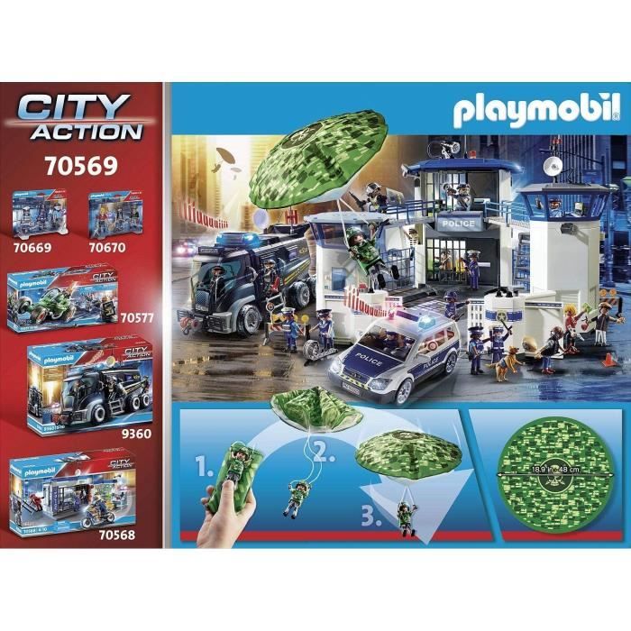 PLAYMOBIL 70569 Hélicoptere de police et parachutiste, City Action, Les Policiers, Des 4 ans