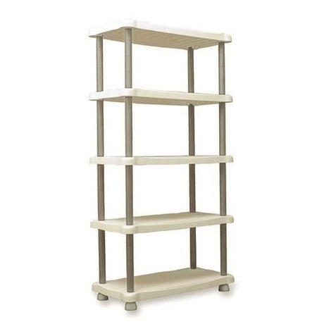 Etagere de rangement - PLASTIKEN - 5 plateaux - Résine - 30kg/plateau - H 184 x L 88 x P 44cm - Beige et taupe