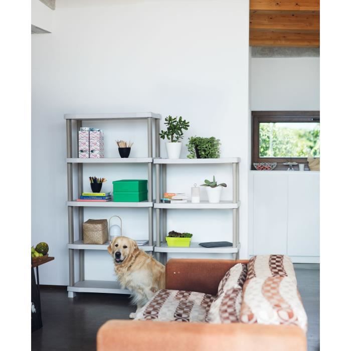 Etagere - PLASTIKEN - Plastique - 70 x 45 x 141 cm - 4 étages - Beige