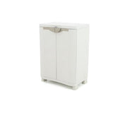 Armoire basse de rangement en résine PLASTIKEN - 2 portes et 2 étageres - Beige - 70x45x100 cm