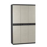 Armoire haute PLASTIKEN Titanium - 3 portes - 105 x 44 x 176 cm - Noir et Beige