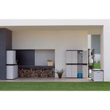 Armoire haute PLASTIKEN Titanium - 3 portes - 105 x 44 x 176 cm - Noir et Beige