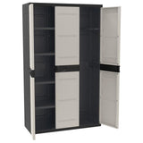 Armoire haute PLASTIKEN Titanium - 3 portes - 105 x 44 x 176 cm - Noir et Beige