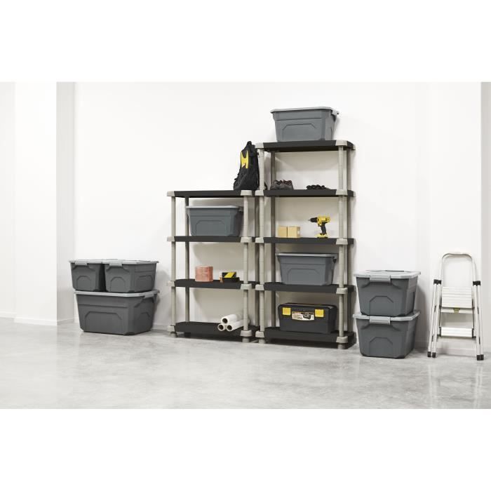 Etagere - PLASTIKEN - Plastique - 88 x 43 x 150 cm - 4 étages - Noir