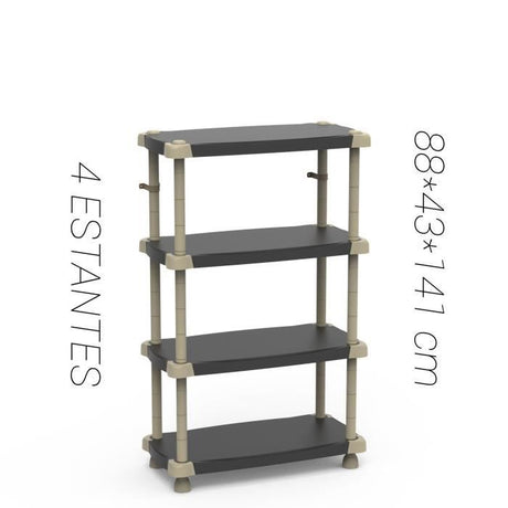 Etagere - PLASTIKEN - Plastique - 88 x 43 x 150 cm - 4 ťtages - Noir