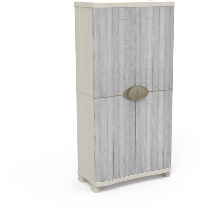 Armoire - PLASTIKEN - Space-saver - 90 cm - 4 étageres - Blanc/gris