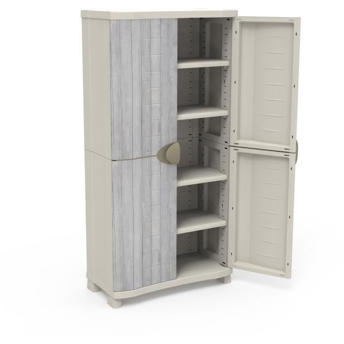 Armoire - PLASTIKEN - Space-saver - 90 cm - 4 étageres - Blanc/gris