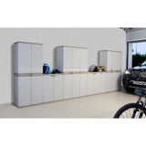 Armoire haute de rangement PLASTIKEN TITANIUM - 3 portes, étageres et penderie - Beige et Taupe