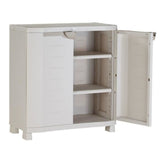 Armoire basse de rangement en résine PLASTIKEN - 2 grandes étageres - l 90 x p 45 x h 100 cm - Gamme Space SAVER