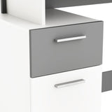 Bureau droit - Blanc et gris - Contemporain - L 121,5 x H 109,7 x P 55,1 cm - 1 porte 1 tiroir - PLATON