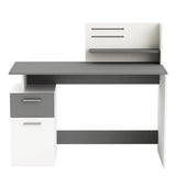 Bureau droit - Blanc et gris - Contemporain - L 121,5 x H 109,7 x P 55,1 cm - 1 porte 1 tiroir - PLATON