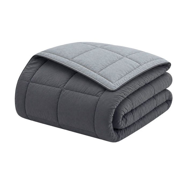 CALGARY - Couette Chaude Microfibre 400gr/m˛ - Gris & Argent -  140 x 200 cm