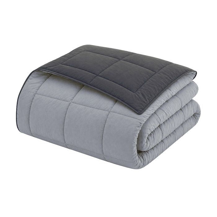 CALGARY - Couette Chaude Microfibre 400gr/m˛ - Gris & Argent -  140 x 200 cm
