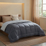 CALGARY - Couette Chaude Microfibre 400gr/m˛ - Gris & Argent - 220 x 240 cm