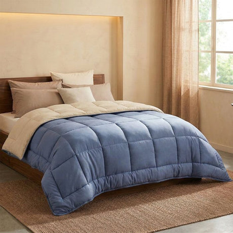 CALGARY - Couette Chaude Microfibre 400gr/m˛ - Pétrole et Mastic - 220 x 240 cm